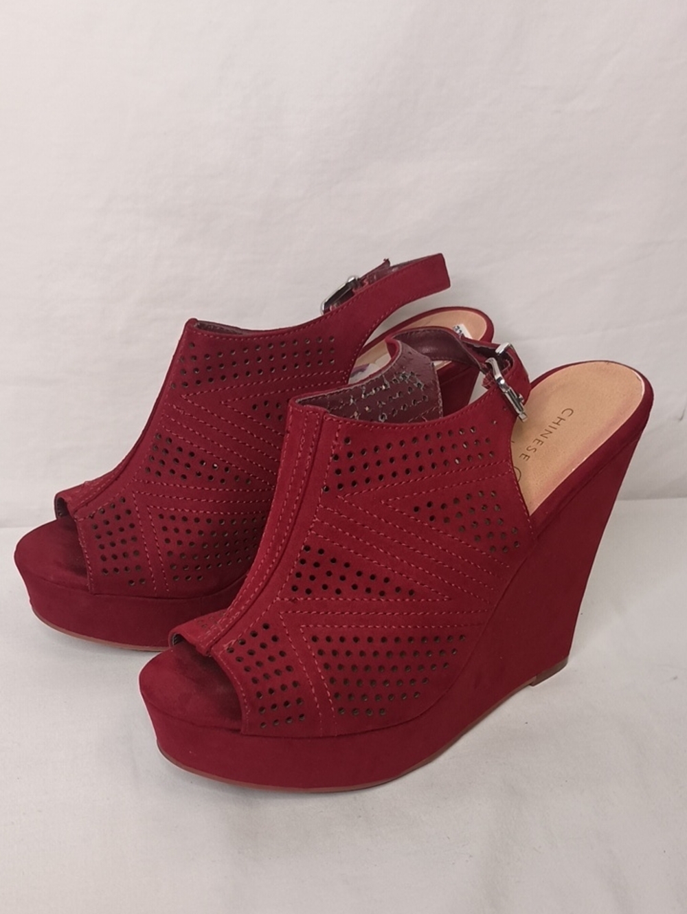 Women's Size 6.5 Platform Wedges Burgundy Y2K